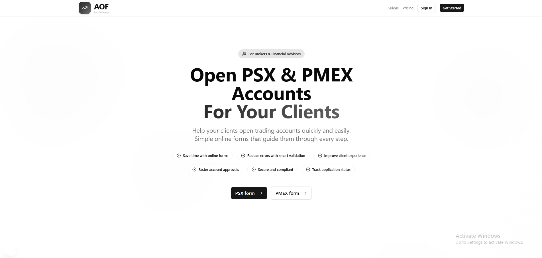 Pricing page showing available subscription plans