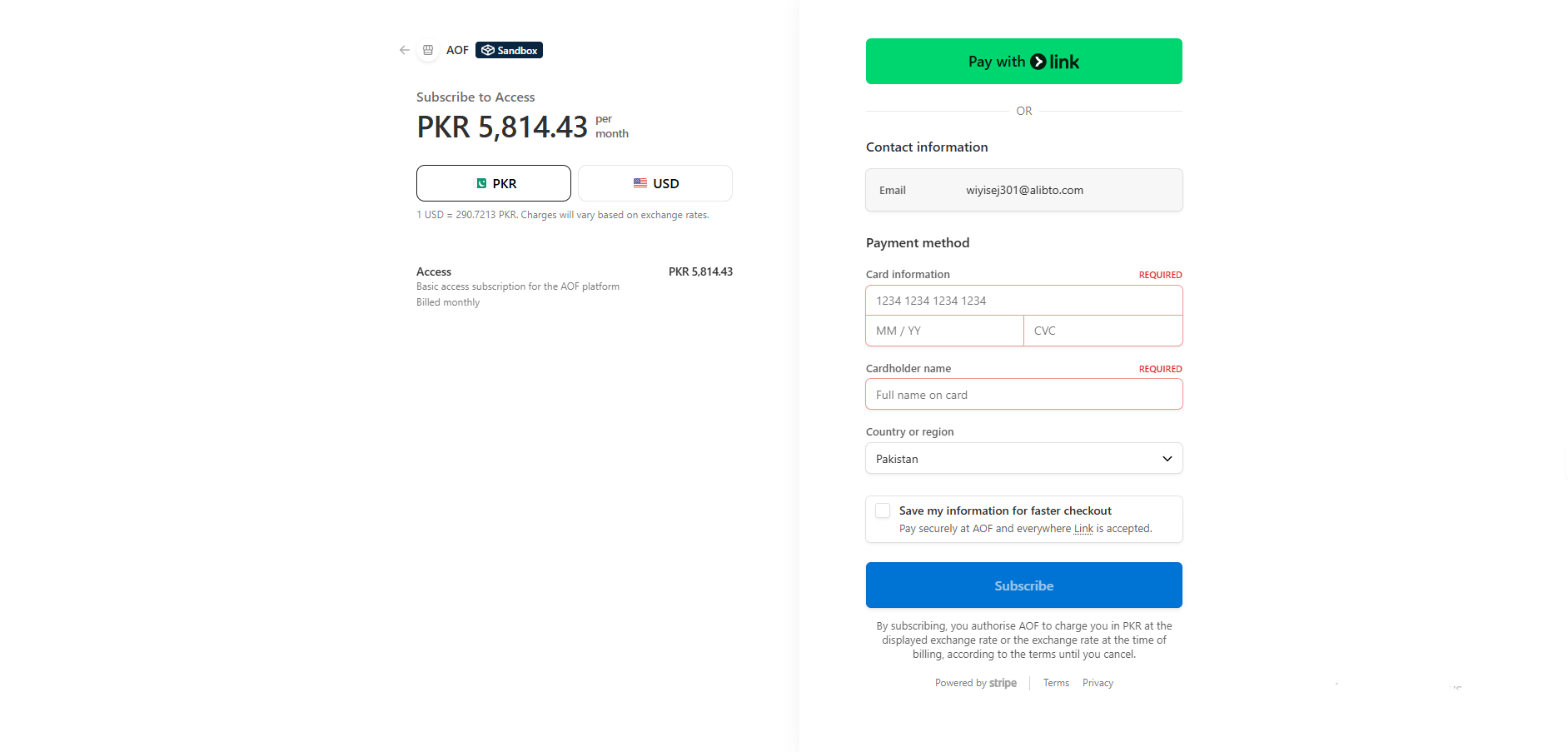 Payment form with secure payment fields